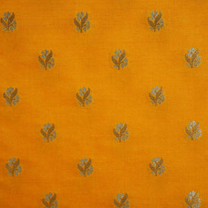 Mustard Yellow Butti Katan Silk Fabric NH-28871 - TradeUNO