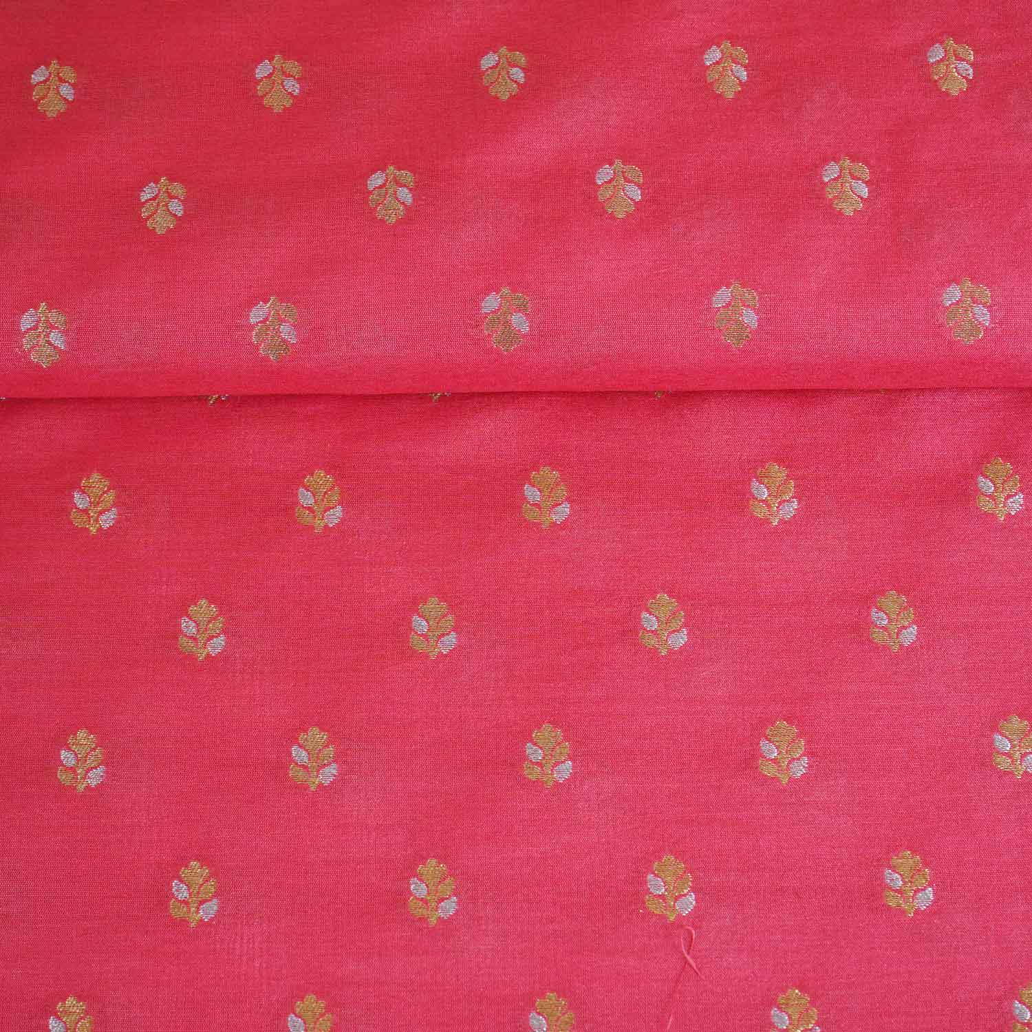 Pink Butti Katan Silk Fabric NH-28873 - TradeUNO