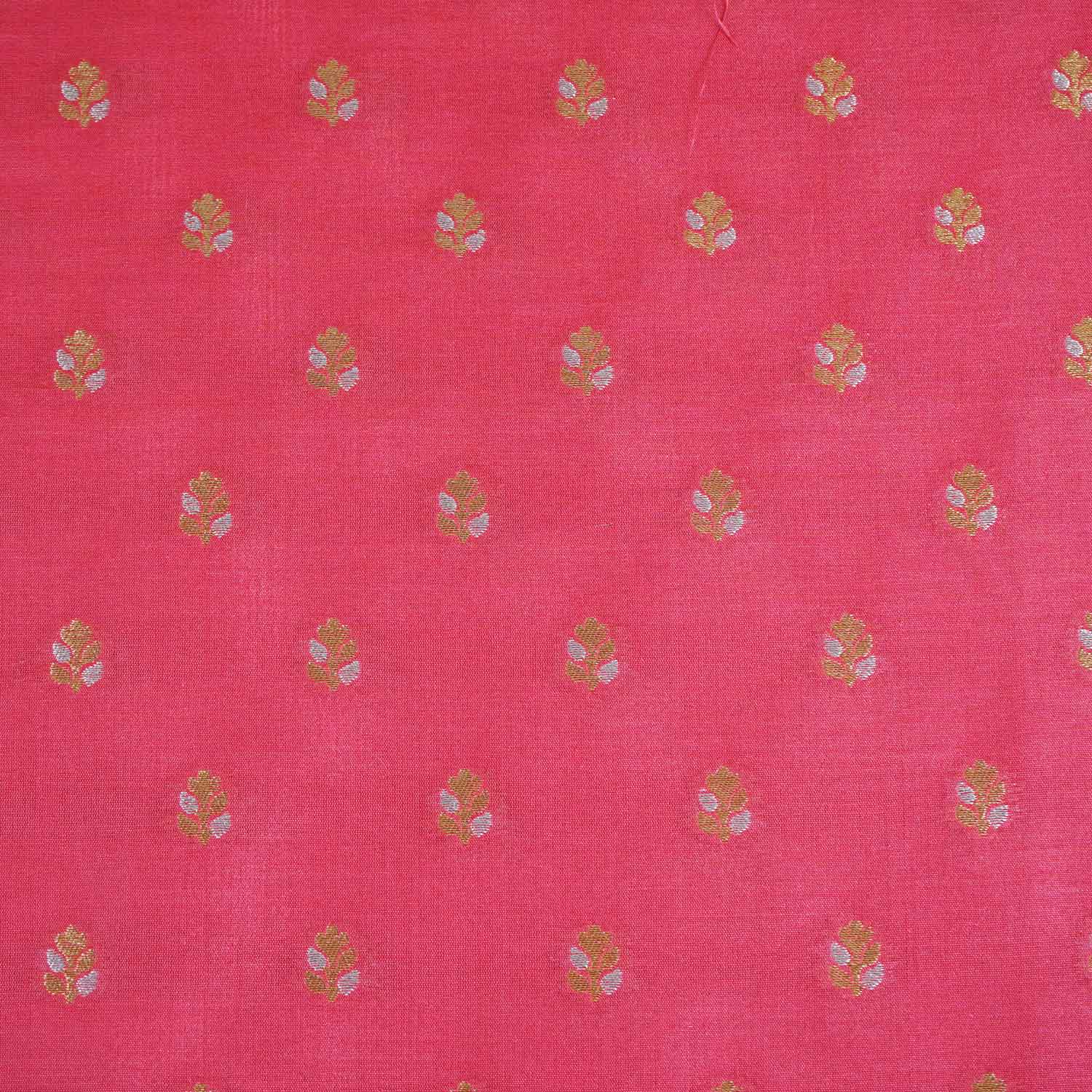 Pink Butti Katan Silk Fabric NH-28873 - TradeUNO