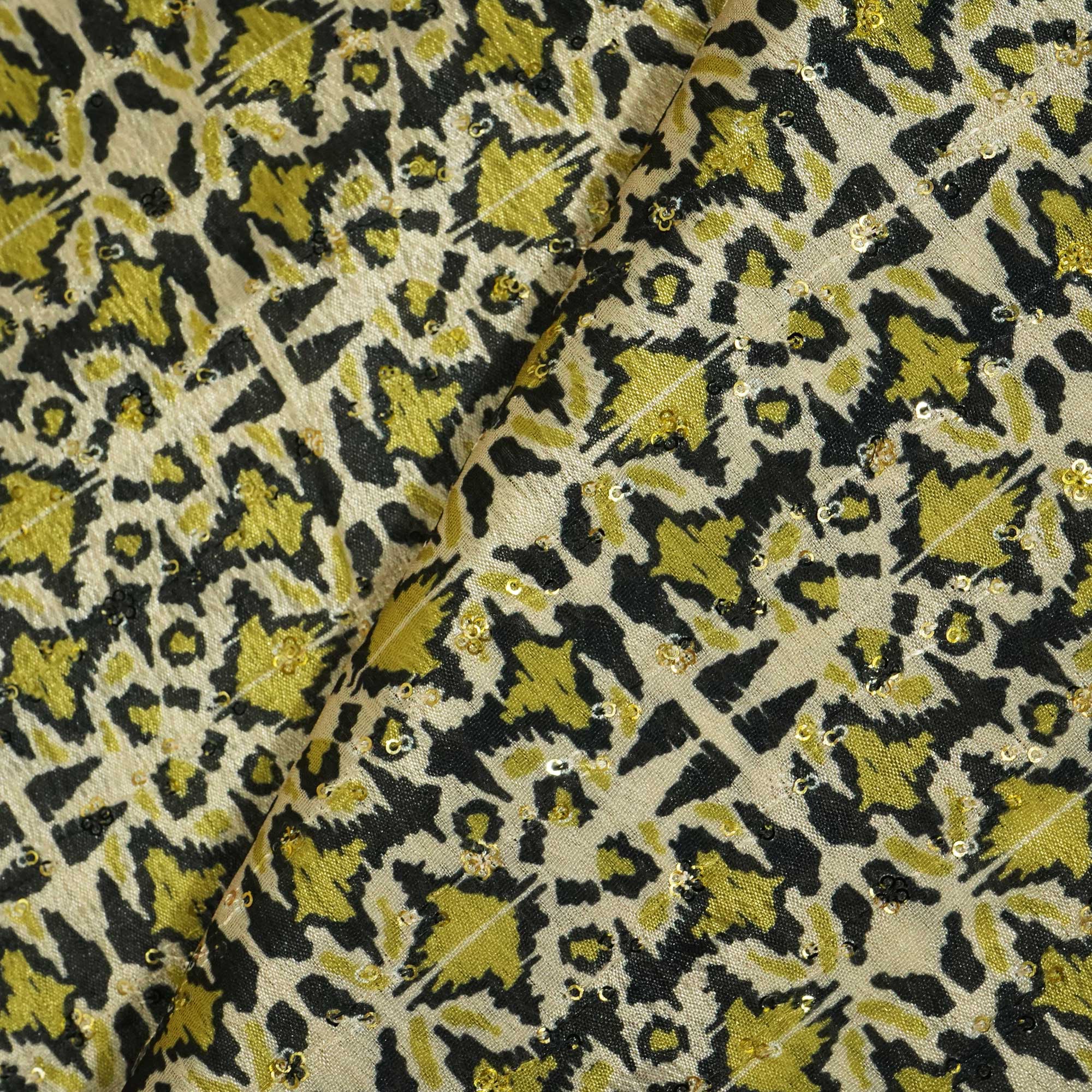 Cream & Green Geometrical Print Chinon KOT-8738