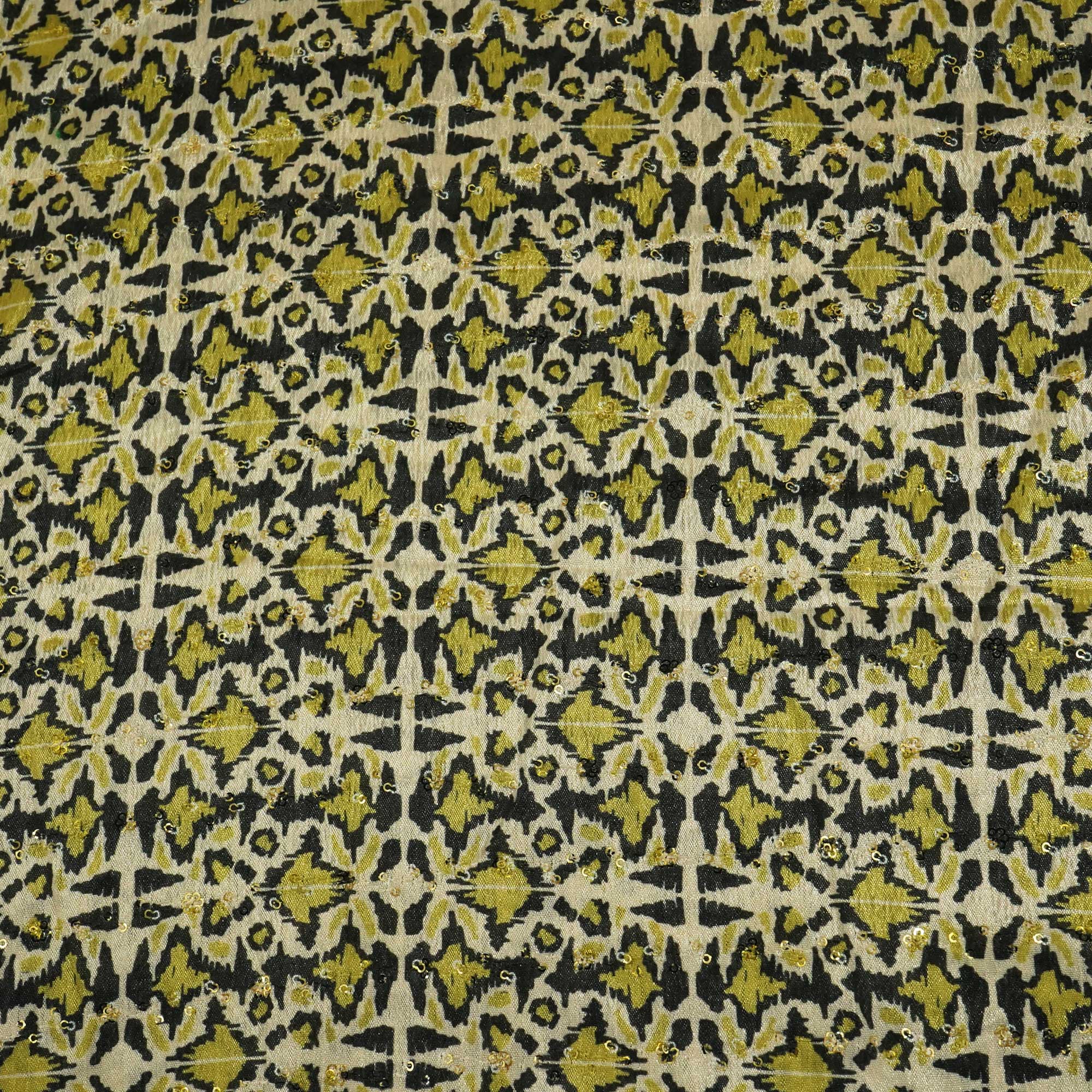 Cream & Green Geometrical Print Chinon KOT-8738