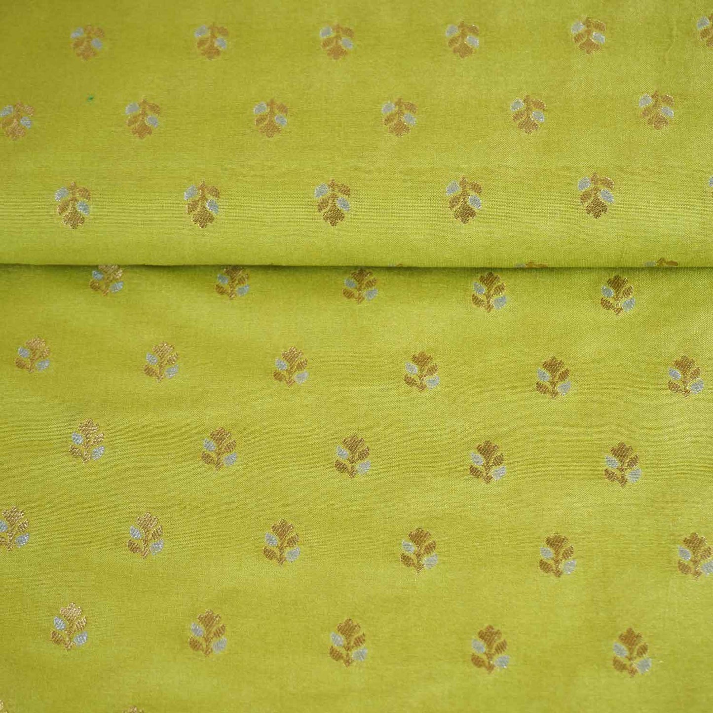 Paroot Green Butti Katan Silk Fabric NH-28874