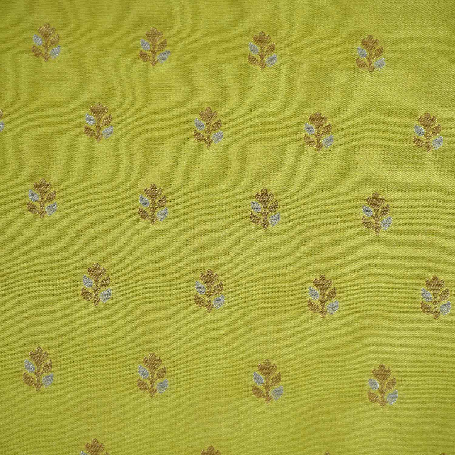 Paroot Green Butti Katan Silk Fabric NH-28874 - TradeUNO