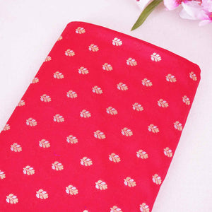 Red Butti Katan Silk Fabric NH-28875 - TradeUNO