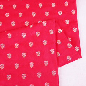 Red Butti Katan Silk Fabric NH-28875 - TradeUNO