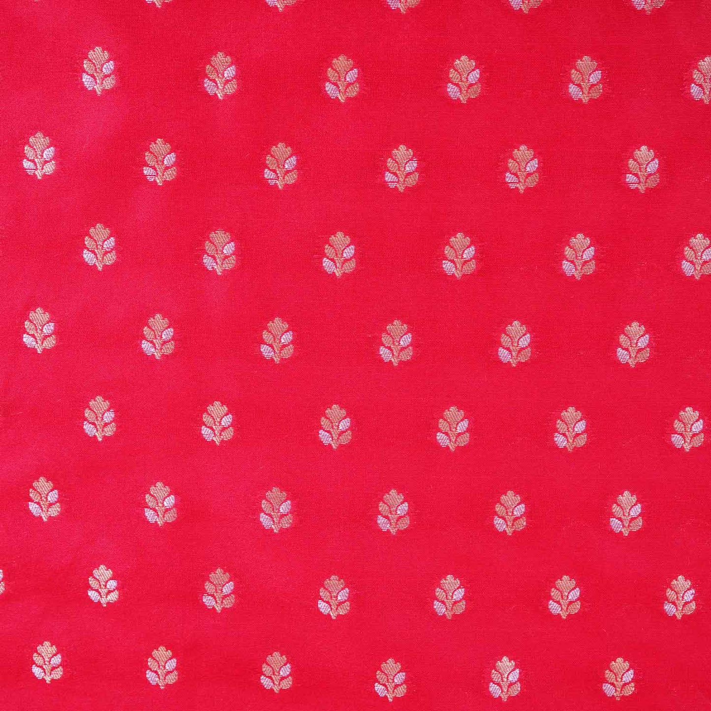 Red Butti Katan Silk Fabric NH-28875