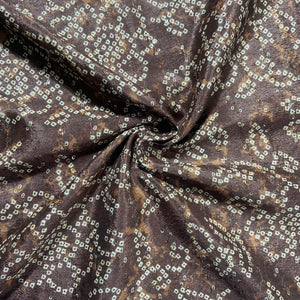 Brown Bandhani Print Chinon Fabric