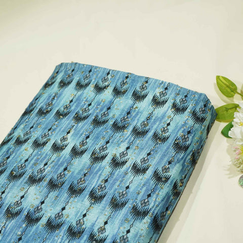 Blue & Black Ikkat Print Chinon KOT-8758