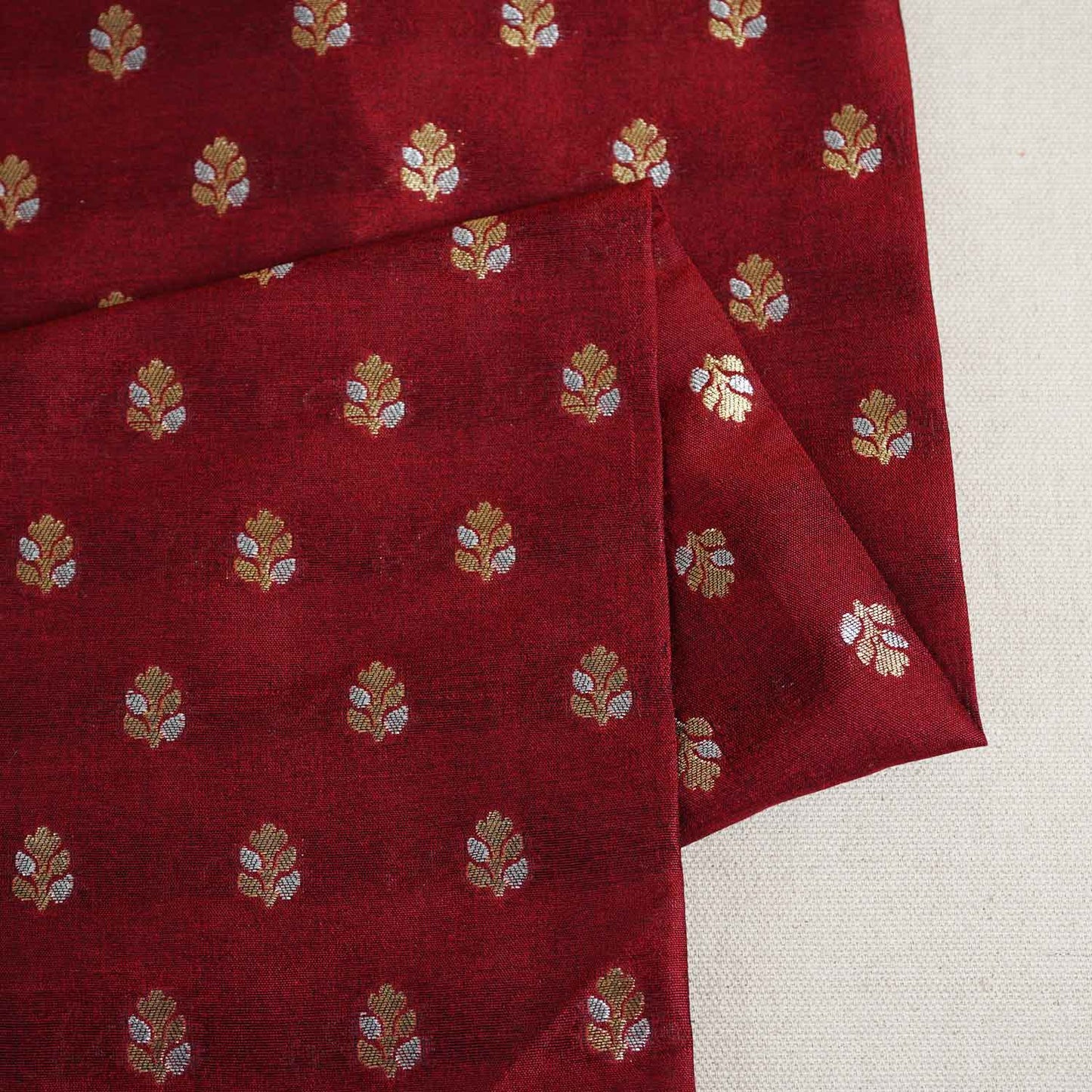 Maroon Butti Katan Silk Fabric NH-28876