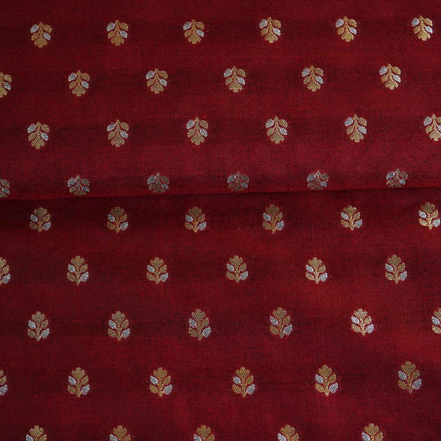 Maroon Butti Katan Silk Fabric NH-28876