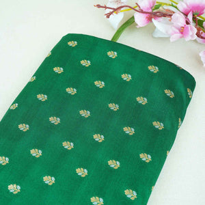 Forest Green Butti Katan Silk Fabric NH-28877 - TradeUNO