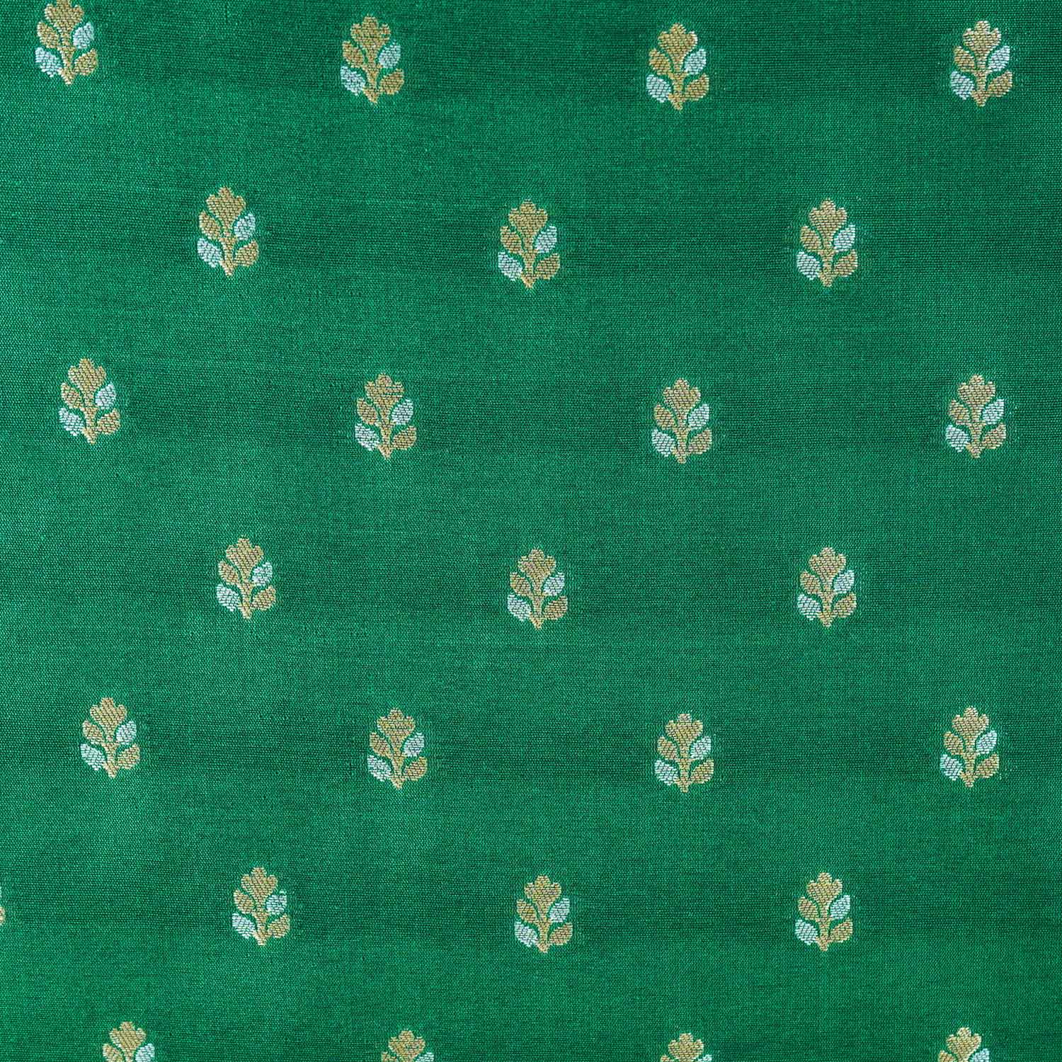 Forest Green Butti Katan Silk Fabric NH-28877 - TradeUNO