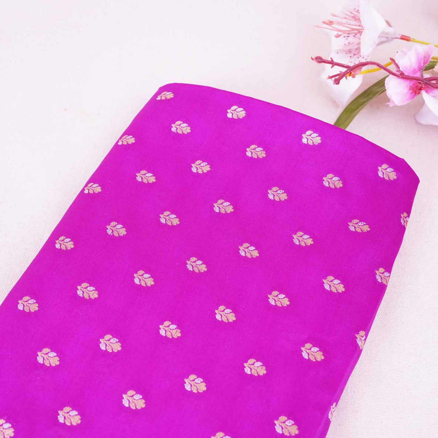 Purple Butti Katan Silk Fabric NH-28878