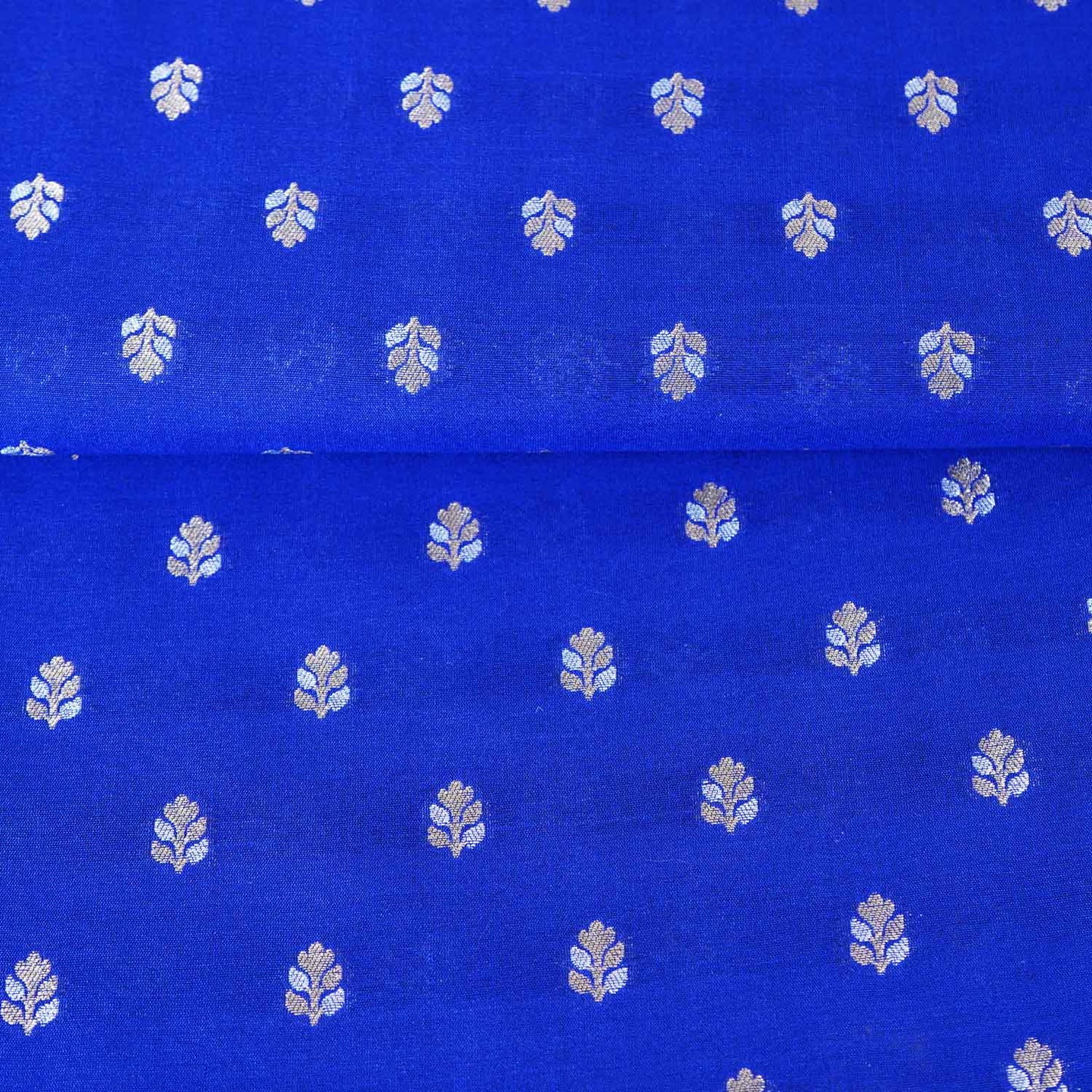 Royal Blue Butti Katan Silk Fabric NH-28880
