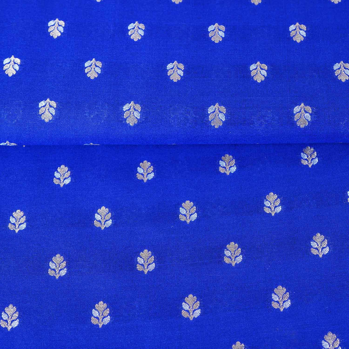 Royal Blue Butti Katan Silk Fabric NH-28880 - TradeUNO