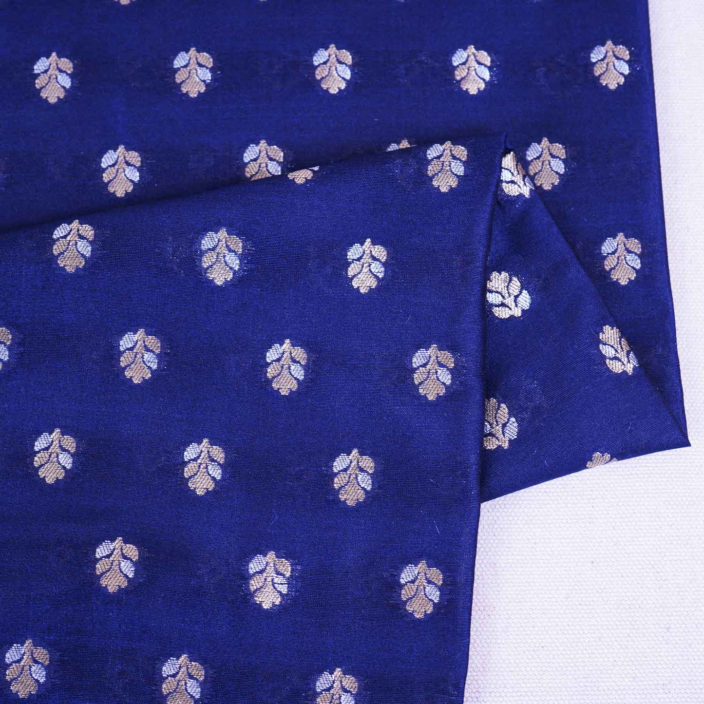 Navy Blue Butti Katan Silk Fabric NH-28881