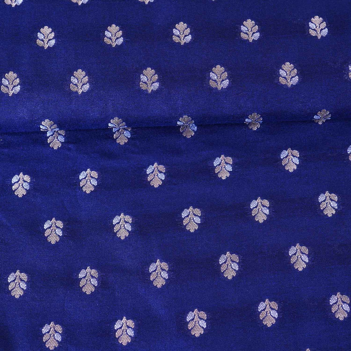 Navy Blue Butti Katan Silk Fabric NH-28881
