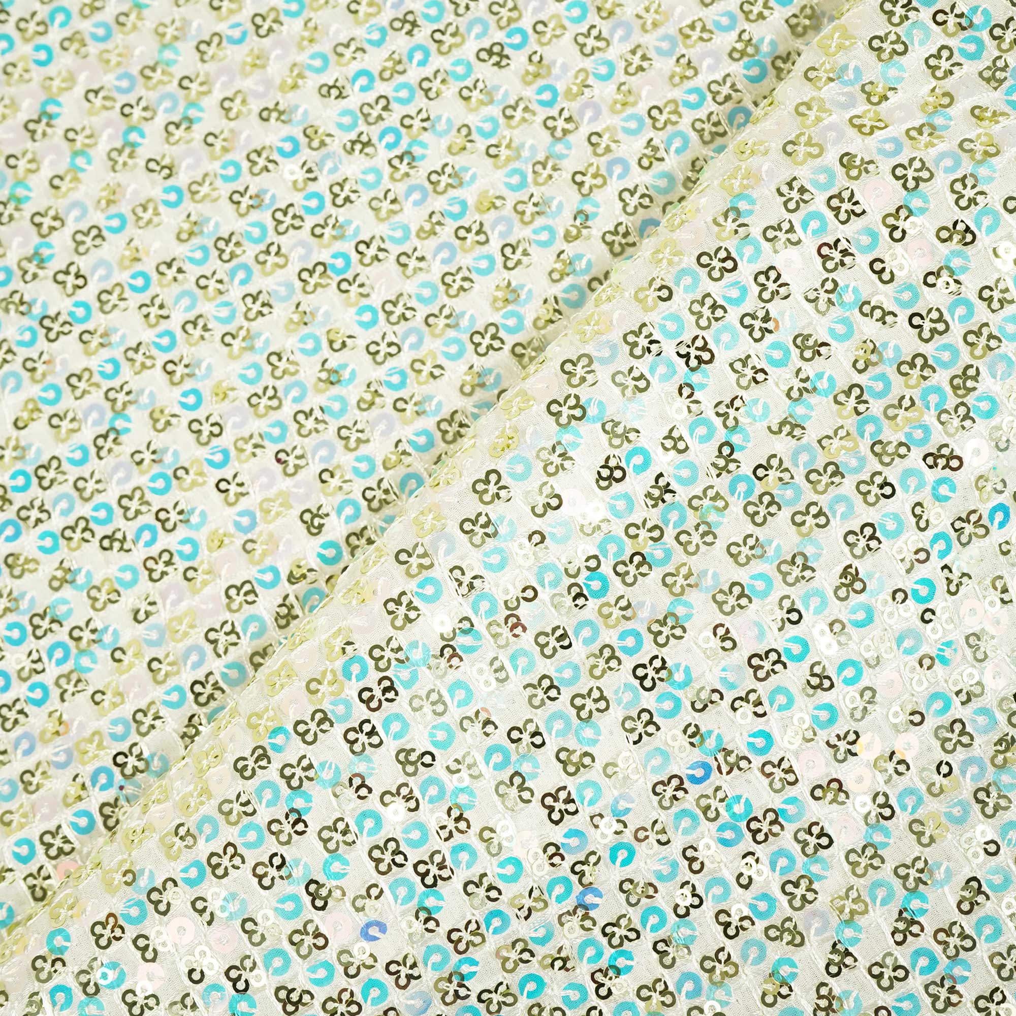 White Sequence Embroidery Gerogette KA-8815