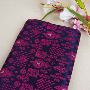 Blue & Pink Traditional Weave Brocade Fabric NH-28886 - TradeUNO