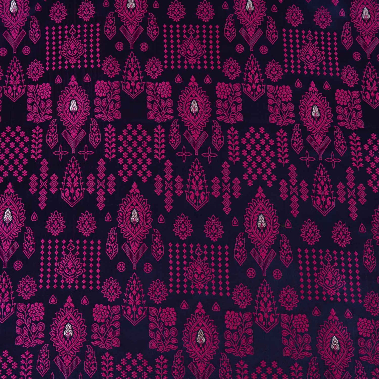 Blue & Pink Traditional Weave Brocade Fabric NH-28886