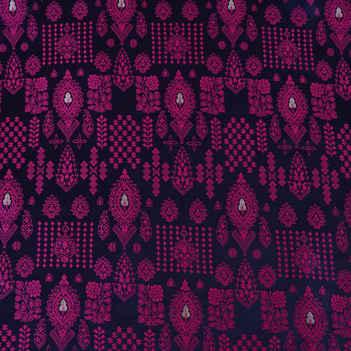 Blue & Pink Traditional Weave Brocade Fabric NH-28886 - TradeUNO