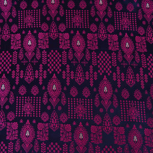 Blue & Pink Traditional Weave Brocade Fabric NH-28886 - TradeUNO
