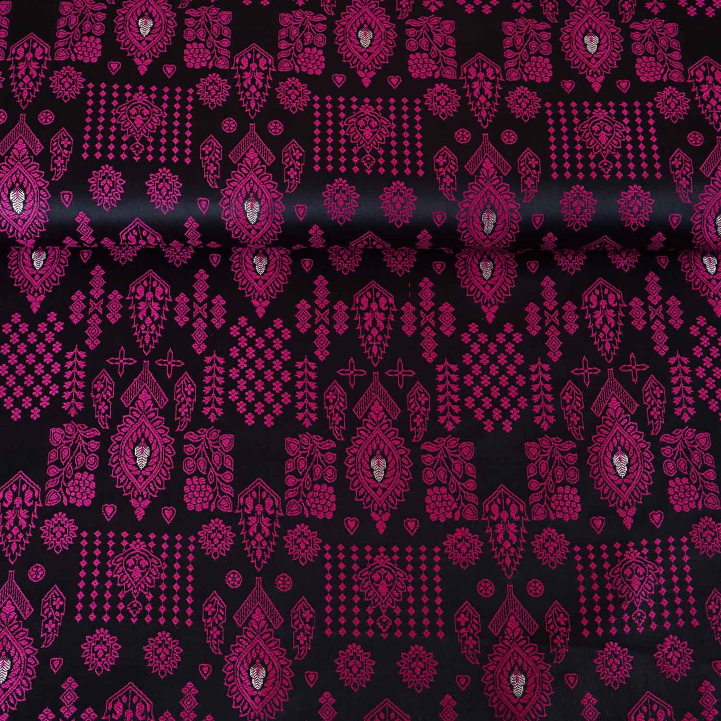 Wine & Pink Traditional Weave Brocade Fabric NH-28887