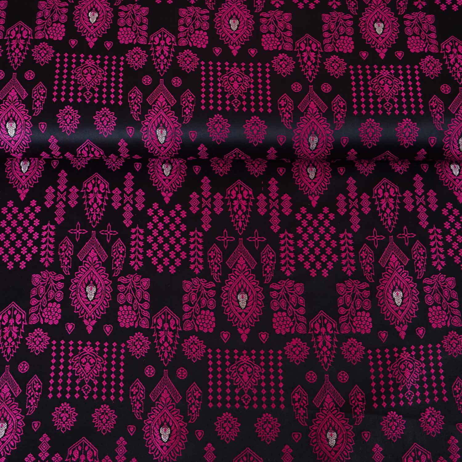 Wine & Pink Traditional Weave Brocade Fabric NH-28887 - TradeUNO