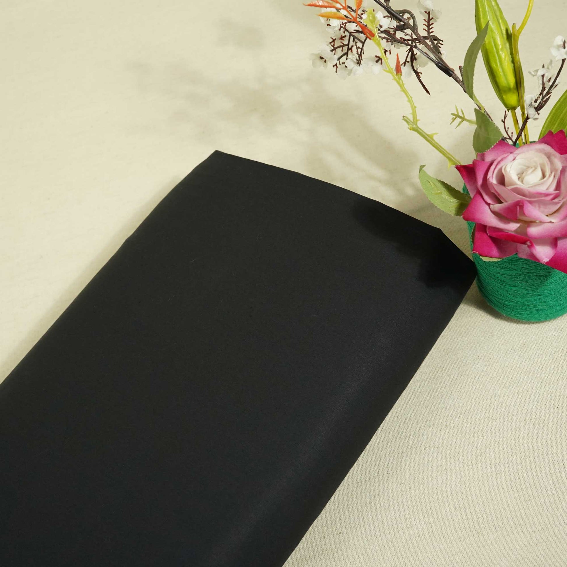 Black Solid Poplin Fabric STI-8877