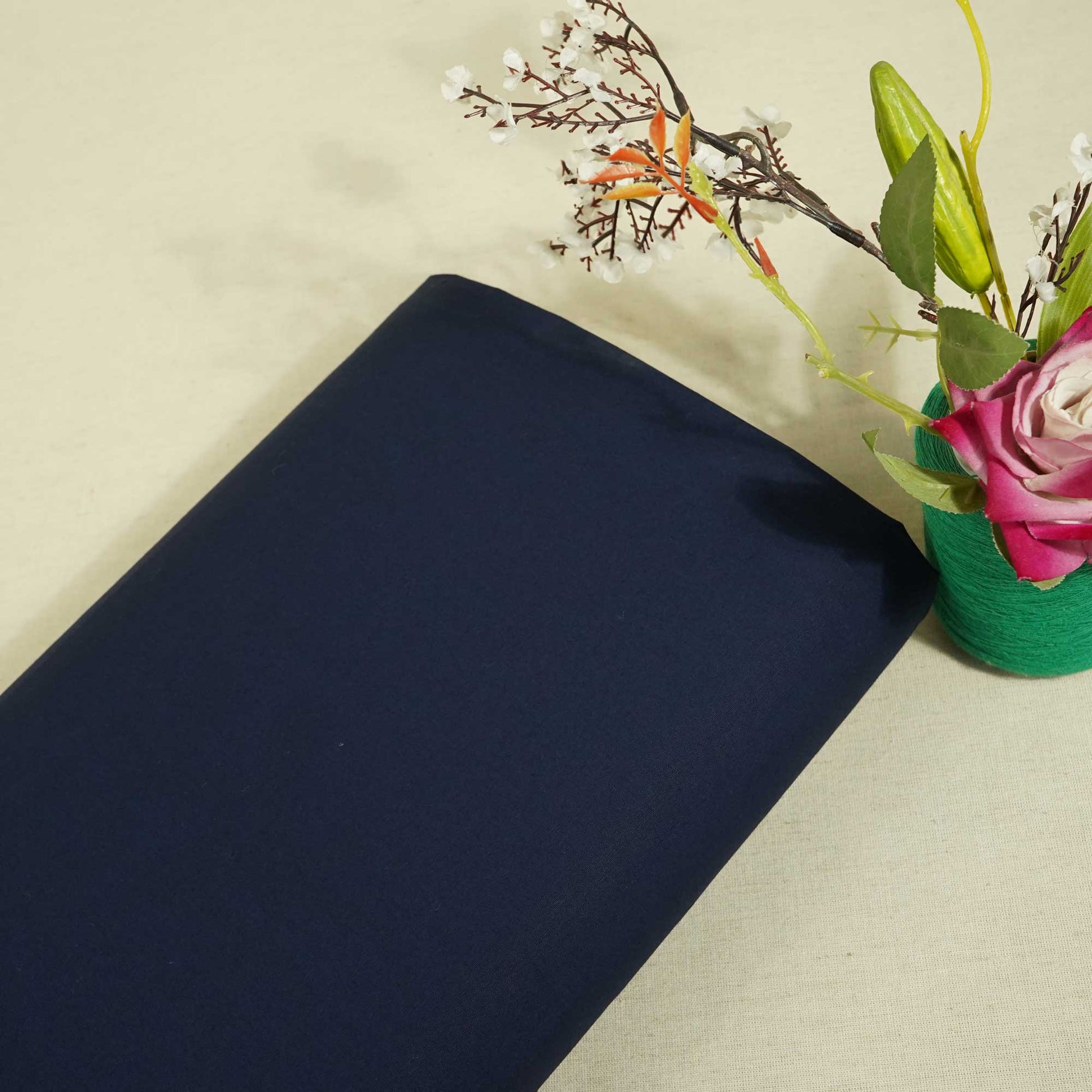 Navy Blue Solid Poplin Fabric STI-8878