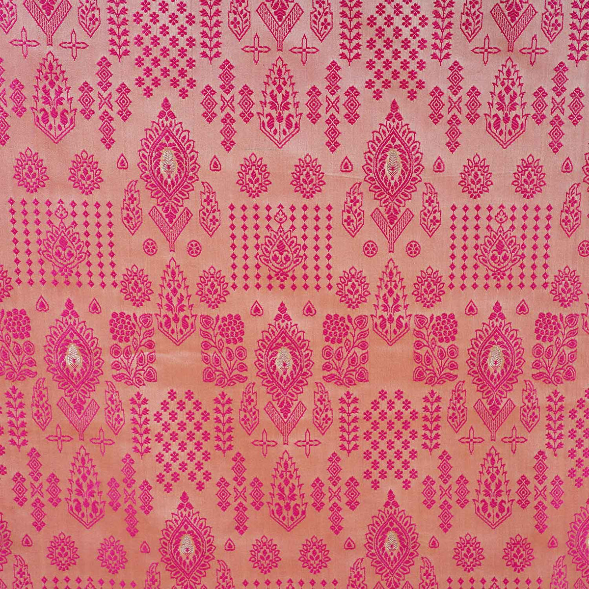 Cream & Pink Traditional Weave Brocade Fabric NH-28888 - TradeUNO