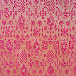 Cream & Pink Traditional Weave Brocade Fabric NH-28888 - TradeUNO