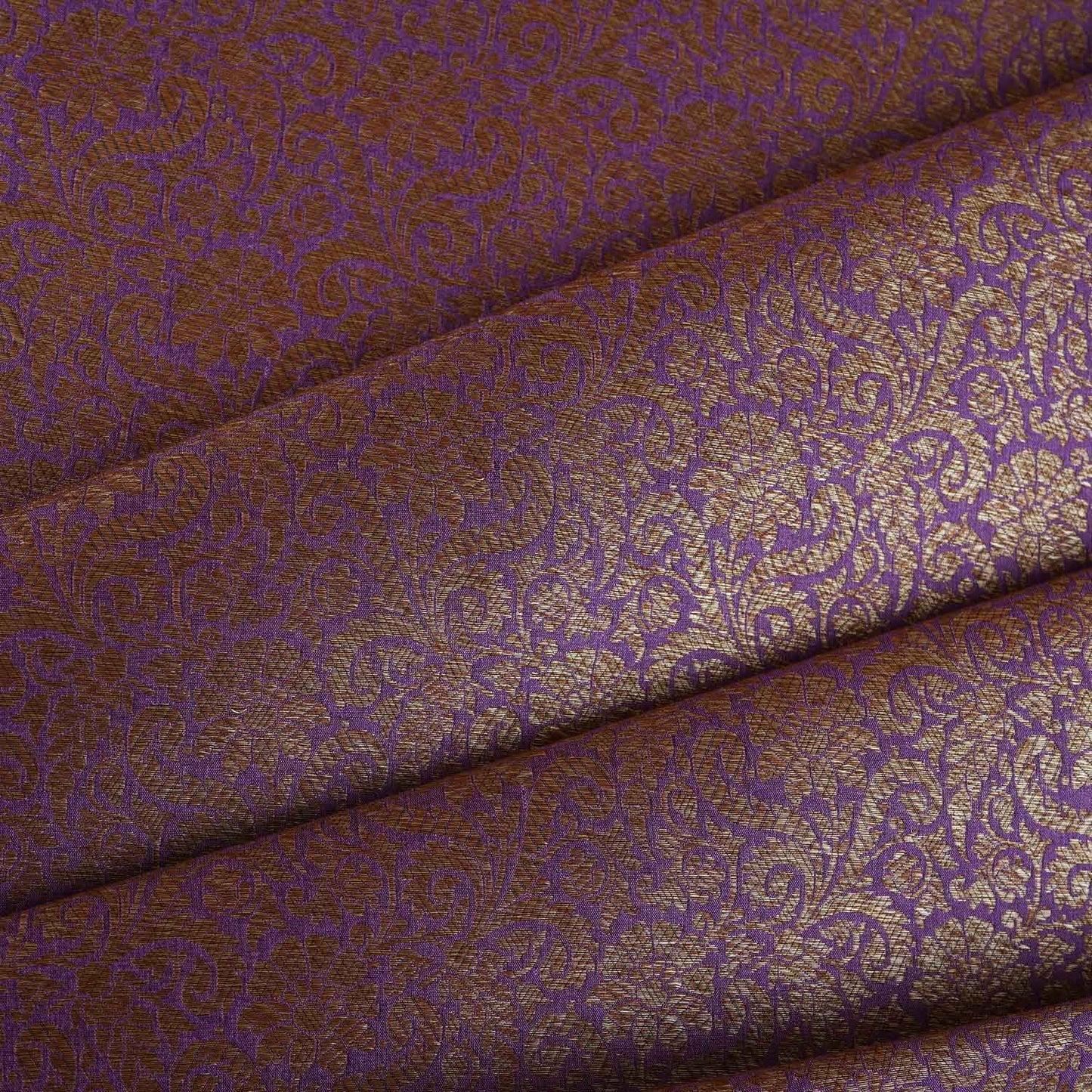 Lavender Antick Gold Jaal Brocade Fabric NH-28889