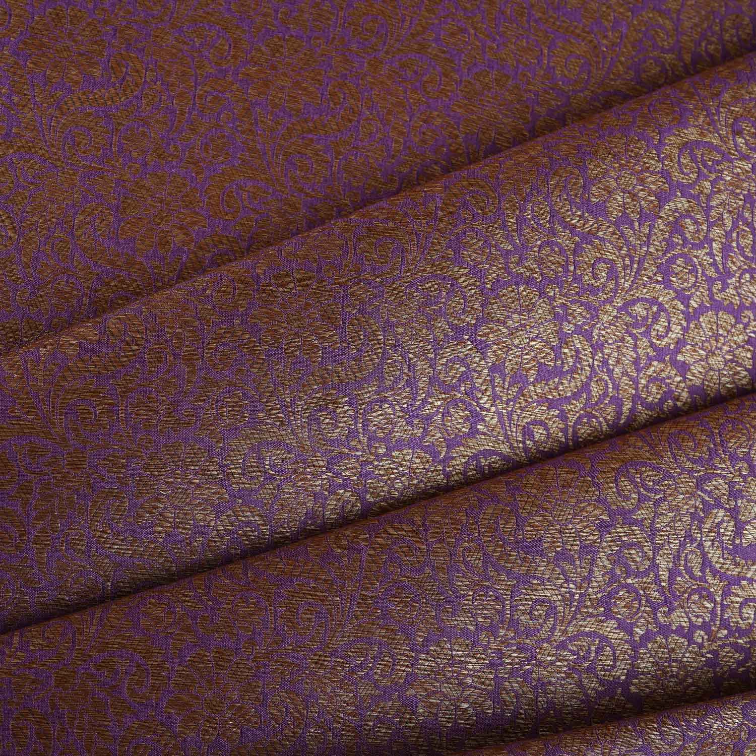 Lavender Antick Gold Jaal Brocade Fabric NH-28889 - TradeUNO