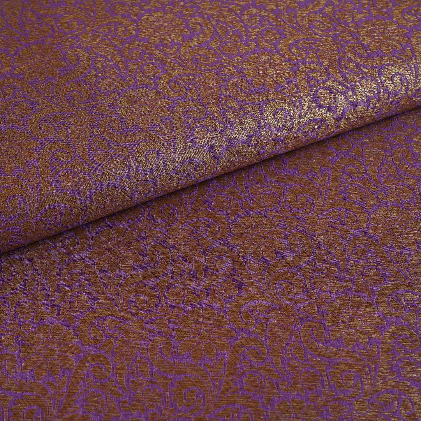 Lavender Antick Gold Jaal Brocade Fabric NH-28889