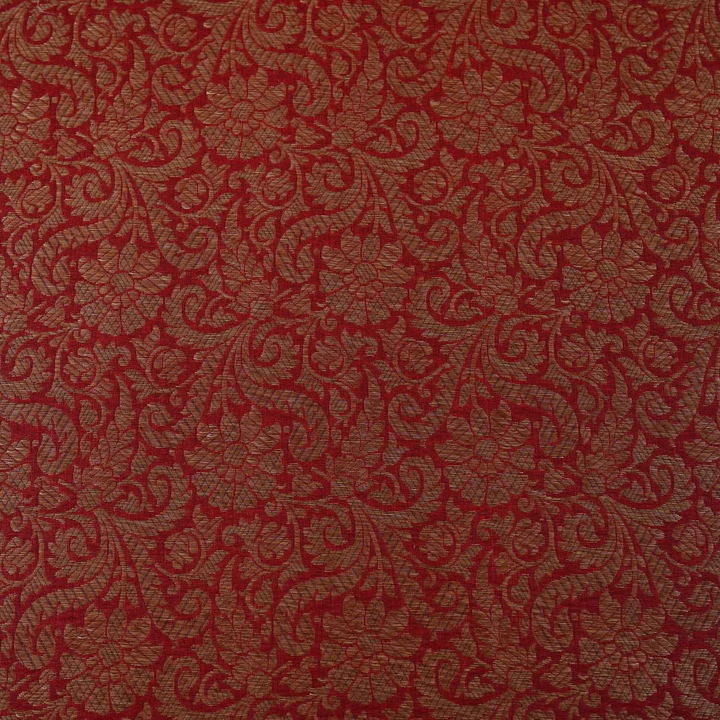 Red Antick Gold Jaal Brocade Fabric NH-28890