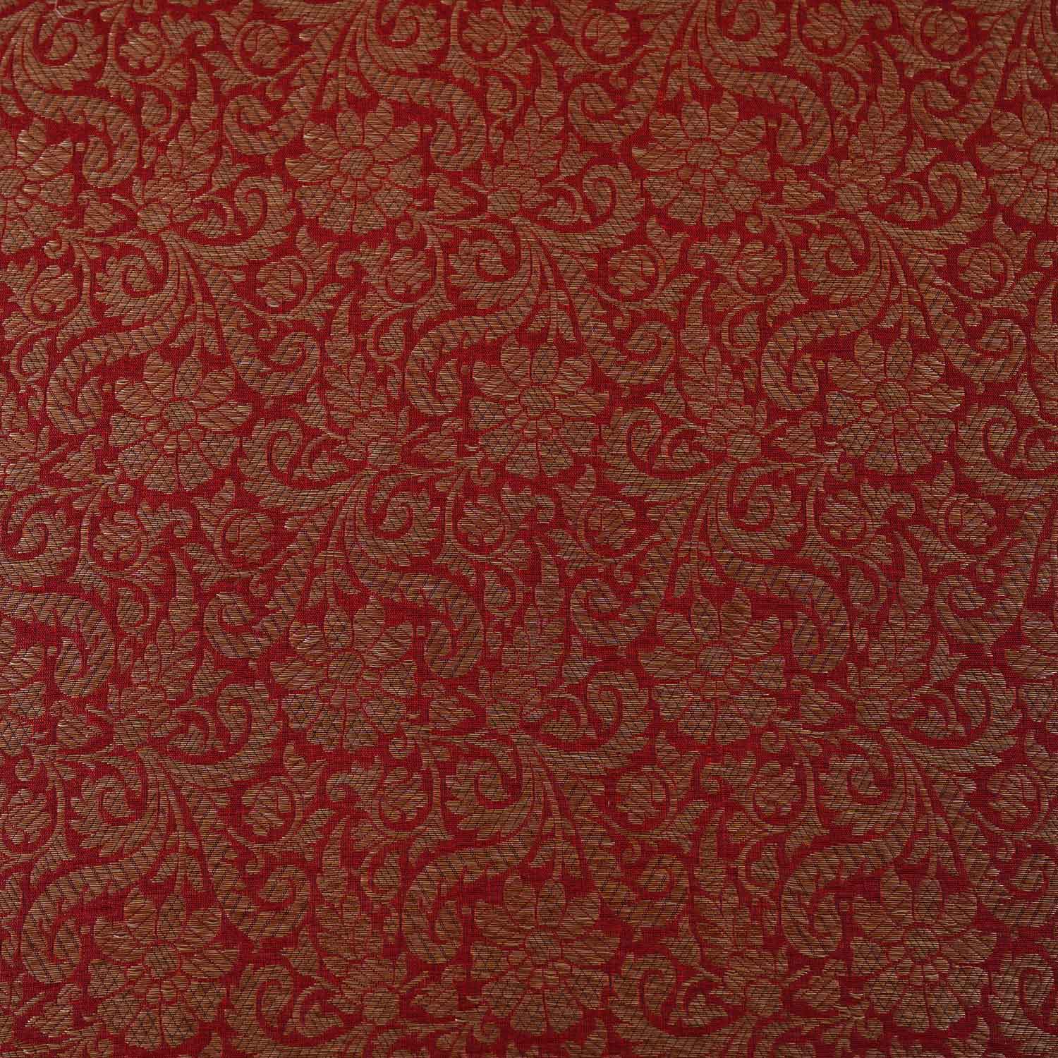 Red Antick Gold Jaal Brocade Fabric NH-28890 - TradeUNO