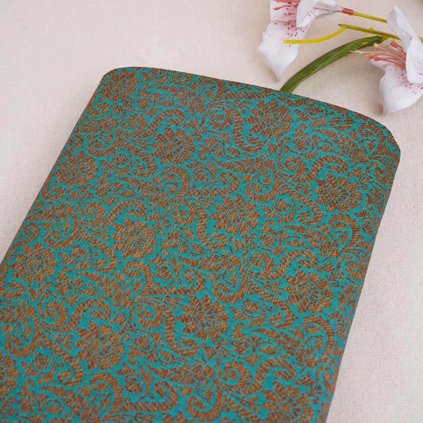 Lavender Antick Gold Jaal Brocade Fabric NH-28892