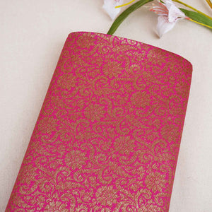 Magenta Pink Antick Gold Jaal Brocade Fabric NH-28894 - TradeUNO