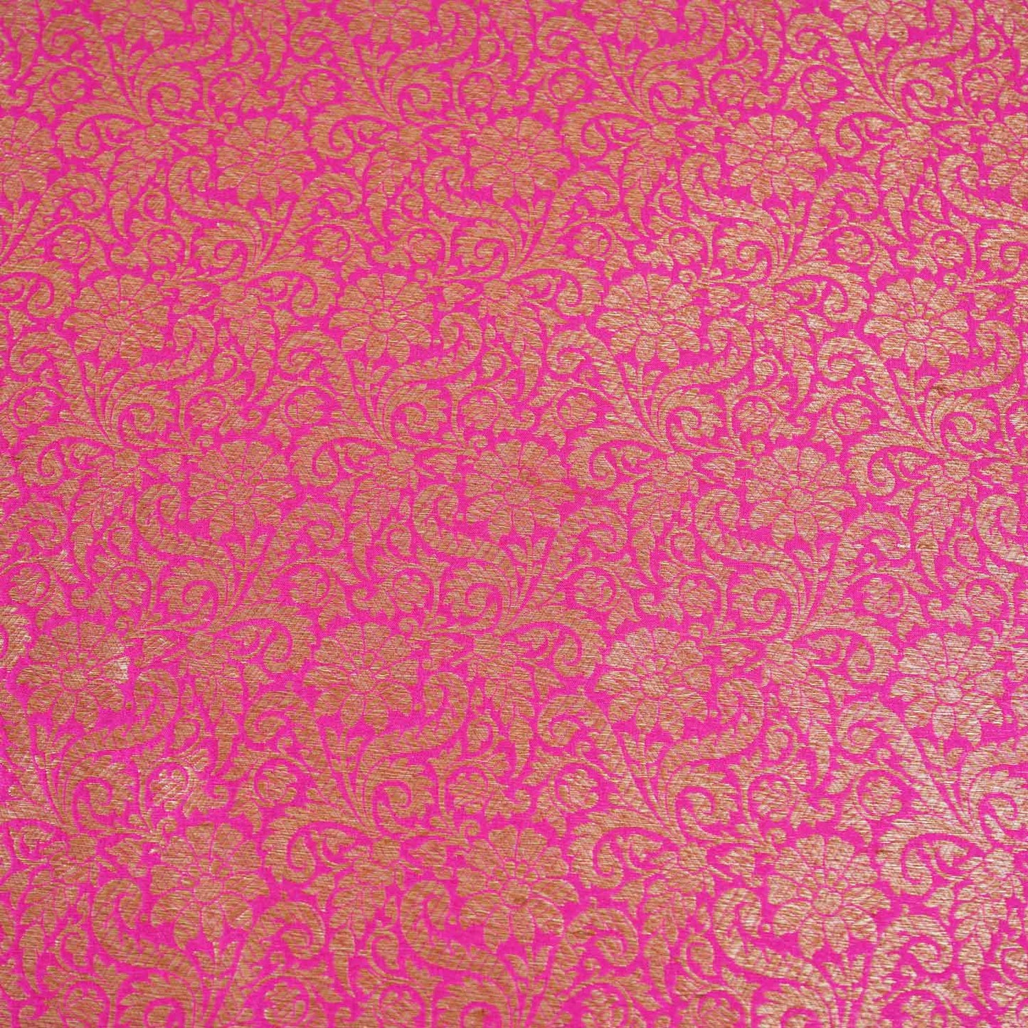 Magenta Pink Antick Gold Jaal Brocade Fabric NH-28894