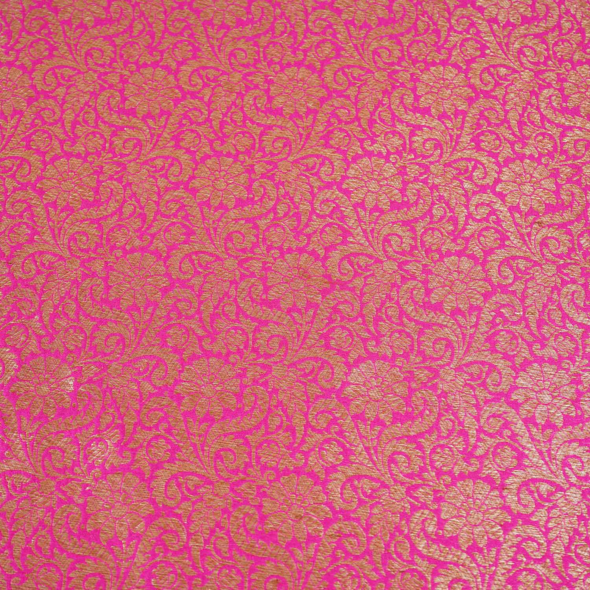 Magenta Pink Antick Gold Jaal Brocade Fabric NH-28894 - TradeUNO