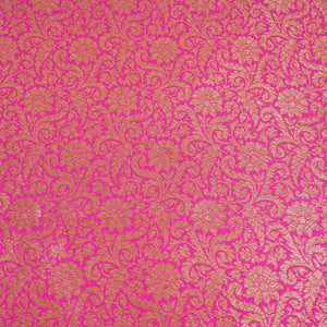 Magenta Pink Antick Gold Jaal Brocade Fabric NH-28894 - TradeUNO