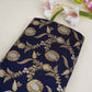Navy Blue Floral Jaal Katan Silk Fabric NH-28895