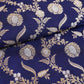 Navy Blue Floral Jaal Katan Silk Fabric NH-28895
