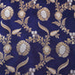 Navy Blue Floral Jaal Katan Silk Fabric NH-28895