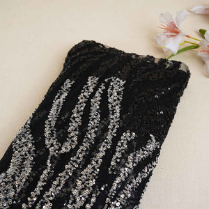 Black & Silver Handwork Bead Imported & Sequence Embroidery Net CF-8998 - TradeUNO