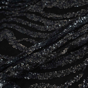 Black & Silver Handwork Bead Imported & Sequence Embroidery Net CF-8998 - TradeUNO
