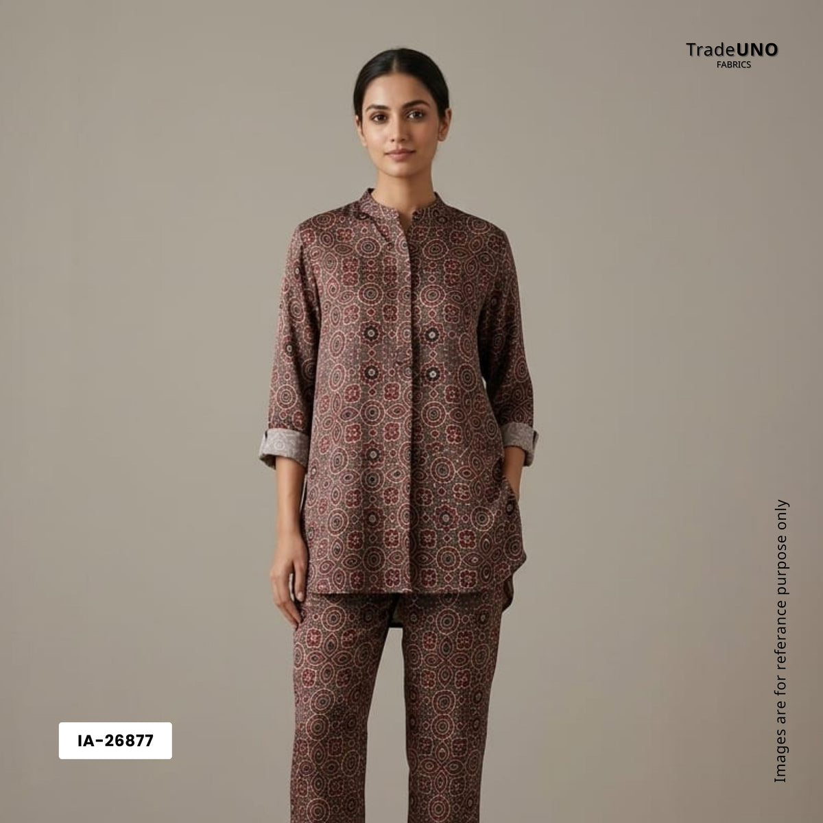 Brown Ajrakh Modal Satin Modal Ajrakh IA-26877 - TradeUNO