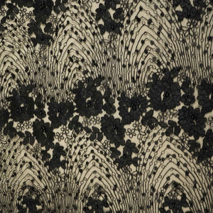Black Imported Pearl & Sequence Thread Embroidery Net AAF-9015