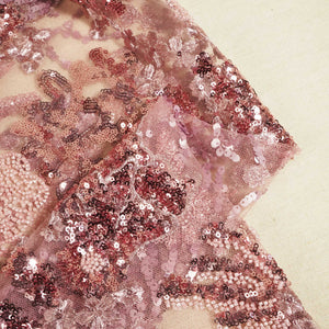 Pink Handwok Bead Imported Sequence Thread Embroidery Net CF-9029